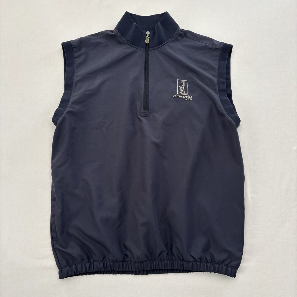 Callaway Vest Mens L Navy Blue 1/4 Zip Pullover Golf Sports Performance Pockets